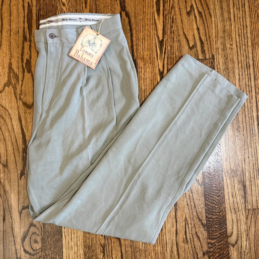 Tommy Bahama The Fishbone Silk Pleated Pants Asparagus Green Mens 33 x 33